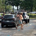 Members of Pi Kappa Alpha fraternity offered a free car wash for UA retirees.